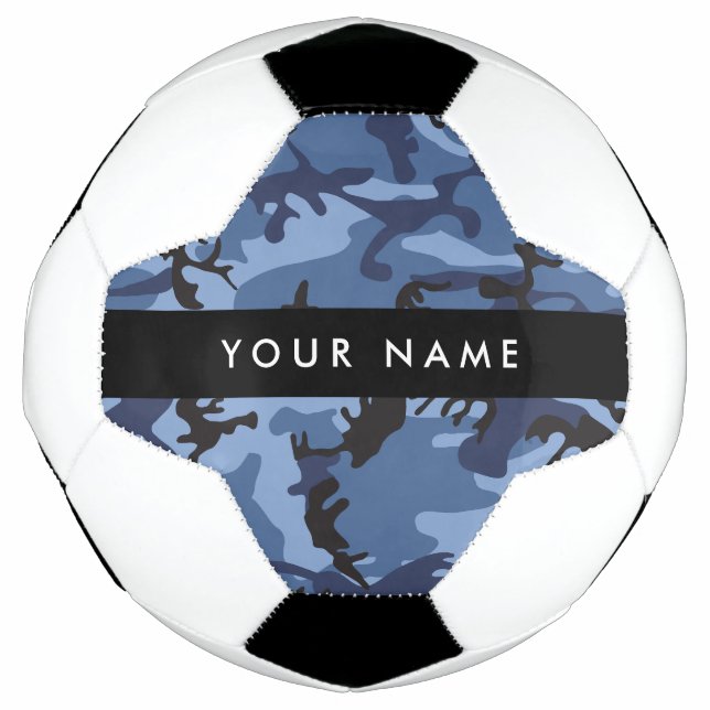 Bola De Futebol Marinho Camuflagem Azul Seu nome Personaliza (Frente)