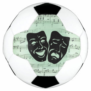 Bola De Futebol Máscaras Gregas de Música Verde e Teatro