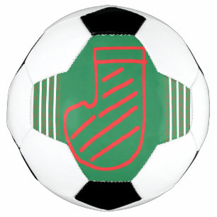 Bola De Futebol Meia de Natal Vermelha Verde sobre Verde