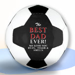 Bola De Futebol Melhor Pai Branco Negro Moderno Nunca Dia dos Pais<br><div class="desc">O melhor Pai preto e branco moderno da Bola de Futebol do Dia do Pai - bola moderna de futebol com desejo de amor e nomes na tipografia de tendências em vermelho e branco num fundo preto - personalize com seus nomes. Você pode mudar o texto da bola ou apagá-lo....</div>
