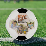 Bola De Futebol Melhor Pai de 3 fotos redondas e tipografia retrô<br><div class="desc">Melhor Pai 3 bola de futebol - adorável presente de manutenção para pai para dia de os pais etc. O design está escrito em groovy retro typografia e o modelo está preparado para você adicionar três de suas fotos favoritas. Suas fotos são exibidas em formato redondo e se você tiver...</div>