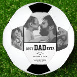 Bola De Futebol Melhor Pai do Dia de os pais de 3 Fotografias Pers<br><div class="desc">Esta bola de futebol personalizada de Dia de os pais preto e branco é o presente perfeito para o melhor pai de sempre. A tipografia moderna diz "Dia de os pais feliz" com um coração minimalista sobre sua mensagem personalizada e nomes cercados por 2 de suas fotos favoritas.</div>