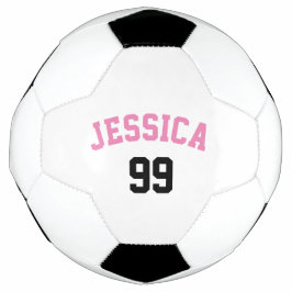 Bola De Futebol Menino Cor-de-Rosa Número Preto Minimalista