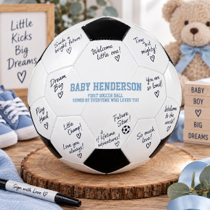 Bola De Futebol Meninos Azuis Chamada de Autógrafos de Baby Shower