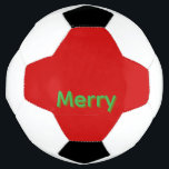 Bola De Futebol Merry Green Name on Red<br><div class="desc">Merry Green Name on Red Christmas</div>