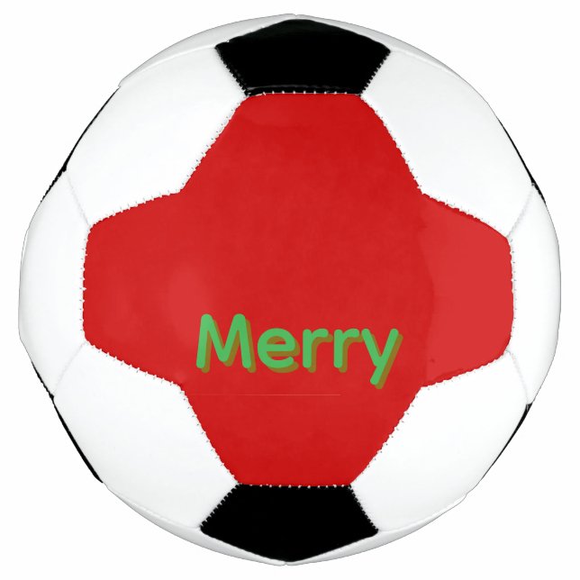 Bola De Futebol Merry Green Name on Red (Frente)