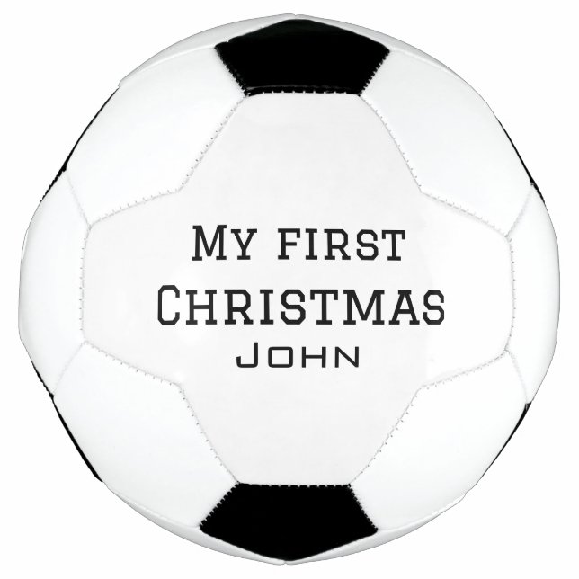 Bola De Futebol Meu primeiro Natal adiciona nome masculino masculi (Frente)