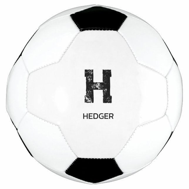 BOLA DE FUTEBOL MINIMALIST BLACK ONE LETTER MONOGRAM NAME WHITE (Frente)