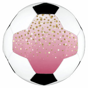 Bola De Futebol Modern Girly gold glitter confetti Pink Gradient