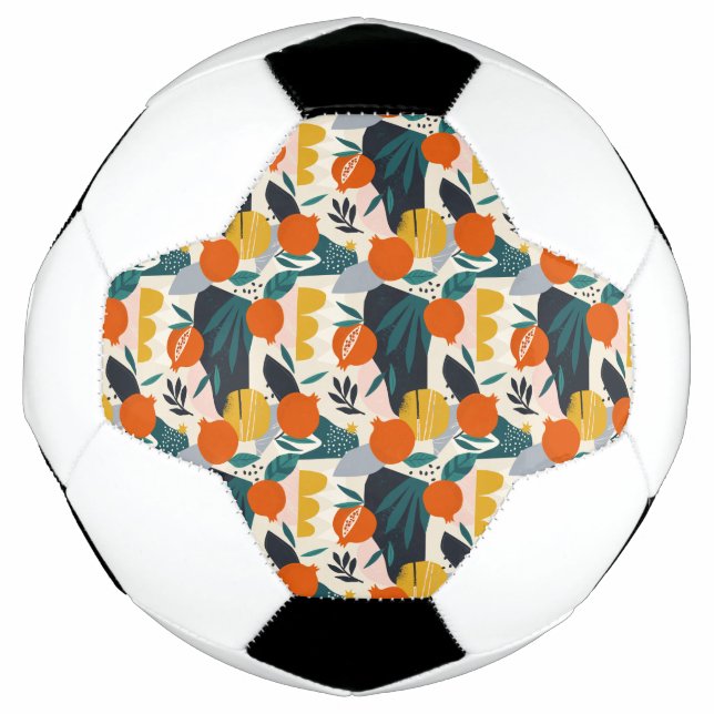 Bola De Futebol Moderno Trendy Preppy Chic Apricot e Folhas (Frente)