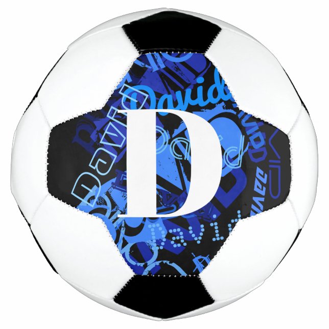 Bola De Futebol Monograma Azul Creativo (Frente)