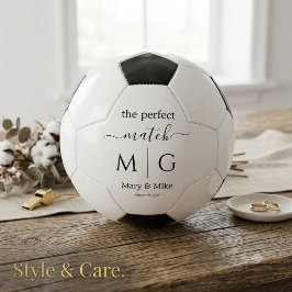Bola De Futebol Monograma de Casal Correspondência Perfeita Branco