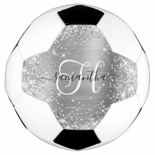 Bola De Futebol Monograma de Glama de Prata