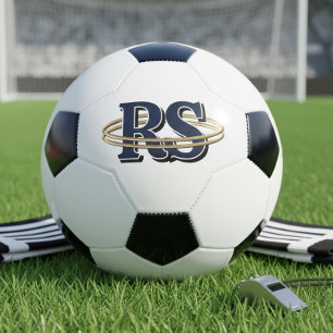 Bola De Futebol Monograma de iniciais em órbita dourada Qualquer c