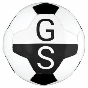 Bola De Futebol Monograma de Iniciais Modernas Preto e Branco