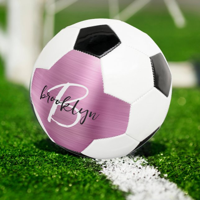 Bola De Futebol Monograma de letra manuscrita preta e branca em Me (Criador carregado)
