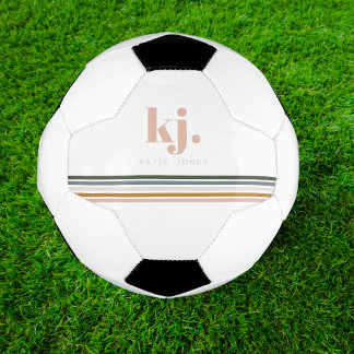 Bola De Futebol Monograma de Listras Retro Chic