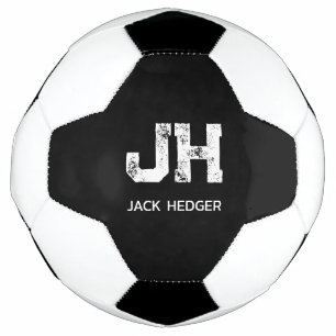 BOLA DE FUTEBOL MONOGRAMA DE NOME DE DUAS LETRAS BRANCO MINIMALIST
