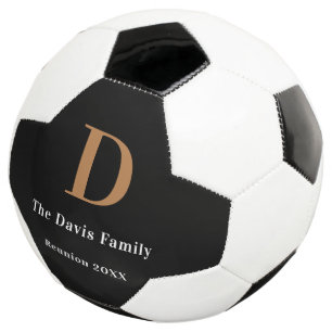 Bola De Futebol Monograma do reagrupamento familiar nome ouro negr