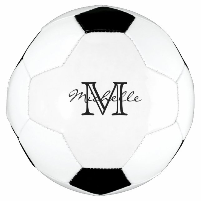 Bola De Futebol Monograma Elegante Moderno e Negro Minimalista (Frente)