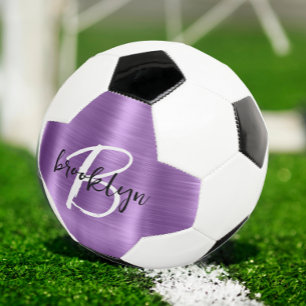 Bola De Futebol Monograma em letra de forma preta e branca em Meta