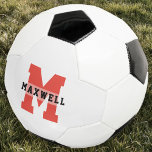 Bola De Futebol Monograma legal Nome Personalizado Vermelho Clássi<br><div class="desc">Legal bola de futebol com nome personalizado moderno com sua tipografia desportiva ousada monograma. Personalize com o nome da sua futura estrela de futebol!</div>