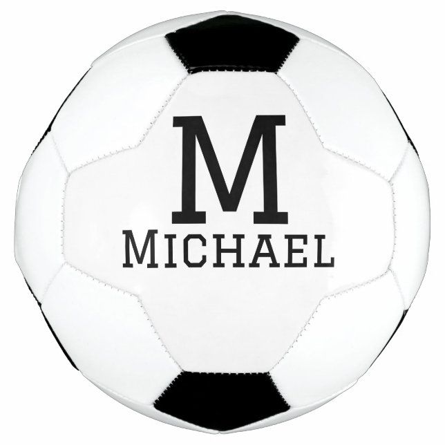 Bola De Futebol Monograma maiúsculo com nome clássico simples (Frente)