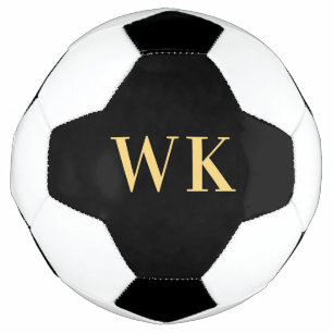 Bola De Futebol Monograma moderno mínimo Dourado