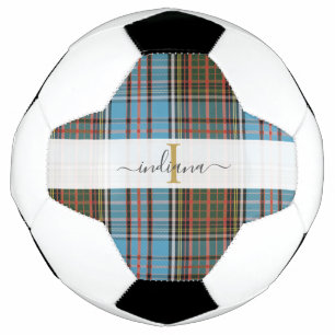 Bola De Futebol Monograma Nome do Script Inicial Xadrez Tartan