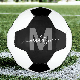 Bola De Futebol Monograma Nome Preto Branco