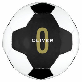 Bola De Futebol Monograma Personalizado Branco Dourado