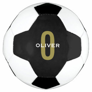 Bola De Futebol Monograma Personalizado Branco Dourado