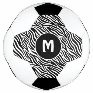 Bola De Futebol Monograma Personalizado com Estampa de Zebra