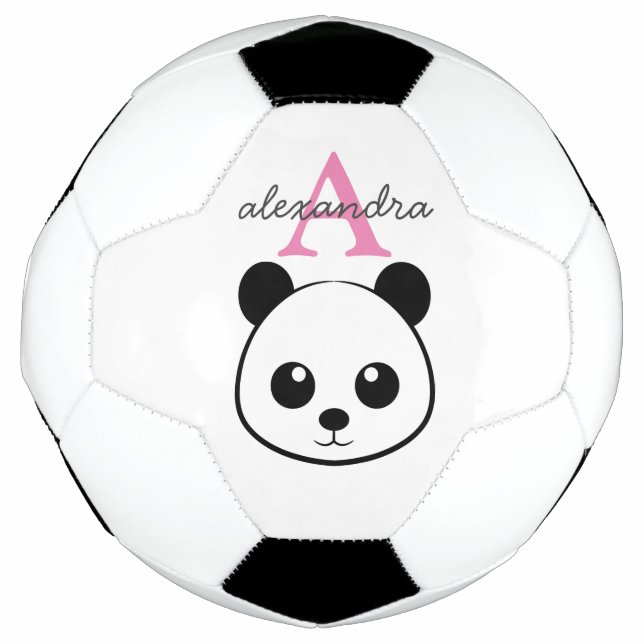 Bola De Futebol Monograma Personalizado do Urso Panda Bonito - Per (Frente)