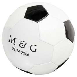 Bola De Futebol Monograma Personalizado e Data Personalizada