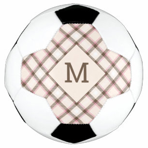 Bola De Futebol Monograma personalizado e Xadrez de nome / Padrão