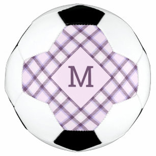 Bola De Futebol Monograma personalizado e Xadrez de nome / Padrão 