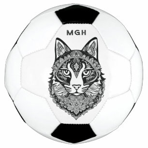 Bola De Futebol Monograma Personalizado Gatos Ornamentais