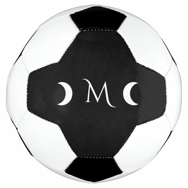 Bola De Futebol Monograma preto-e-branco do Crescente Moderno (Frente)