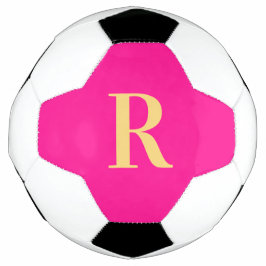 Bola De Futebol Monograma Simples Personalizado Rosa Quente