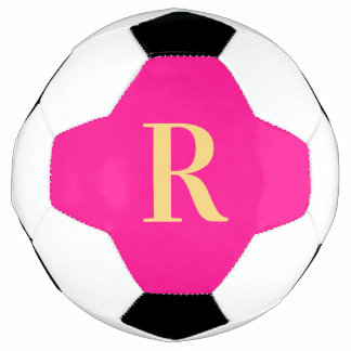 Bola De Futebol Monograma Simples Personalizado Rosa Quente