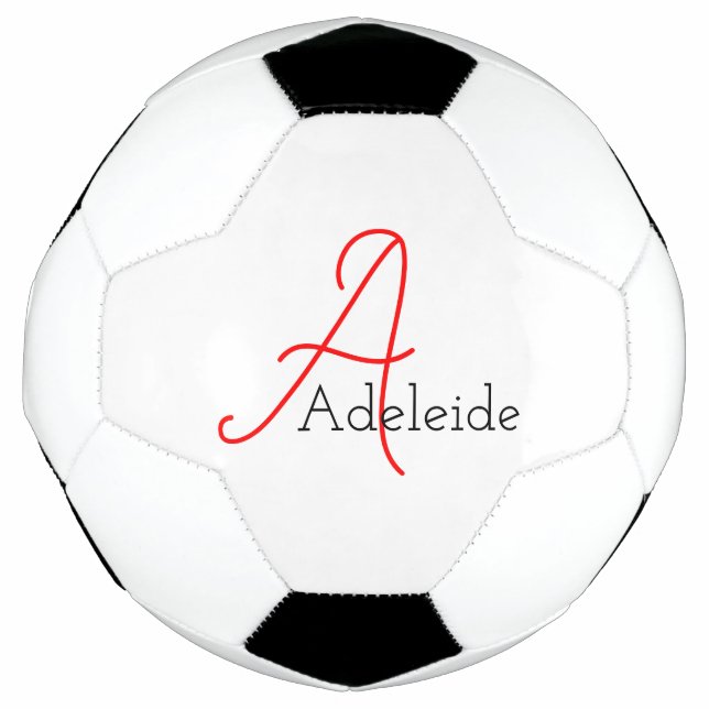 Bola De Futebol Monograma Vermelho Whimsical Personalizado (Frente)