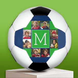 Bola De Futebol Monogramas de Colagem de Fotos do Instagram - Verd