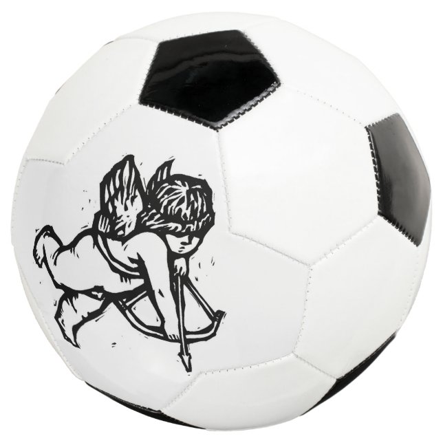 Bola De Futebol Namorados Feliz Cupido Angel Futebol Preto Branco (Três quartos)