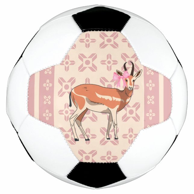 Bola De Futebol Natal fofo com padrão de corça rosa (Frente)