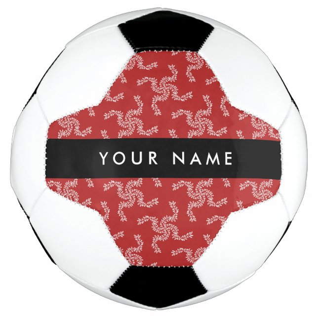 Bola De Futebol Natal Garland, Red, Seu nome, Personalize (Frente)