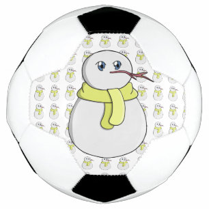 Bola De Futebol Neve vestindo um cachecol amarelo
