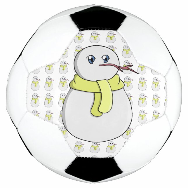 Bola De Futebol Neve vestindo um cachecol amarelo (Frente)