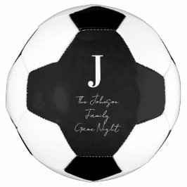 Bola De Futebol Noite de Jogos da Família Monograma Nome Preto e B