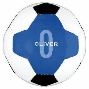 Bola De Futebol Nome Branco Azul do Monograma Personalizado